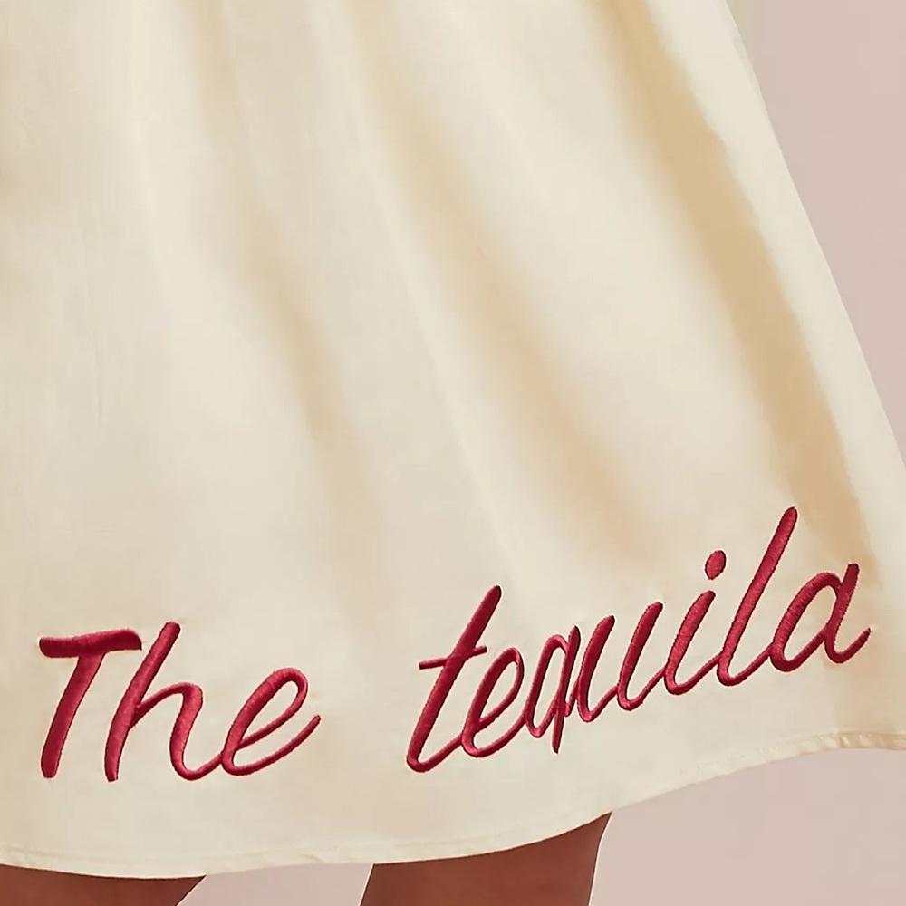 NWOT Anthropologie Viaje Embroidered Skirt THE TEQUILA MADE ME DO IT Size 12 Z63 - Picture 2 of 8